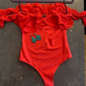 Forever 21 Red Flame bodysuit